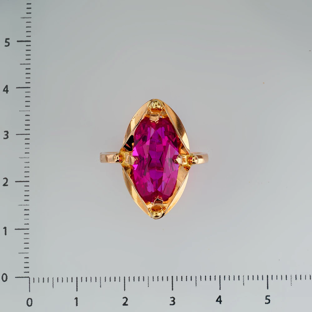 Кольцо с фианитом из красного золота 583 пробы