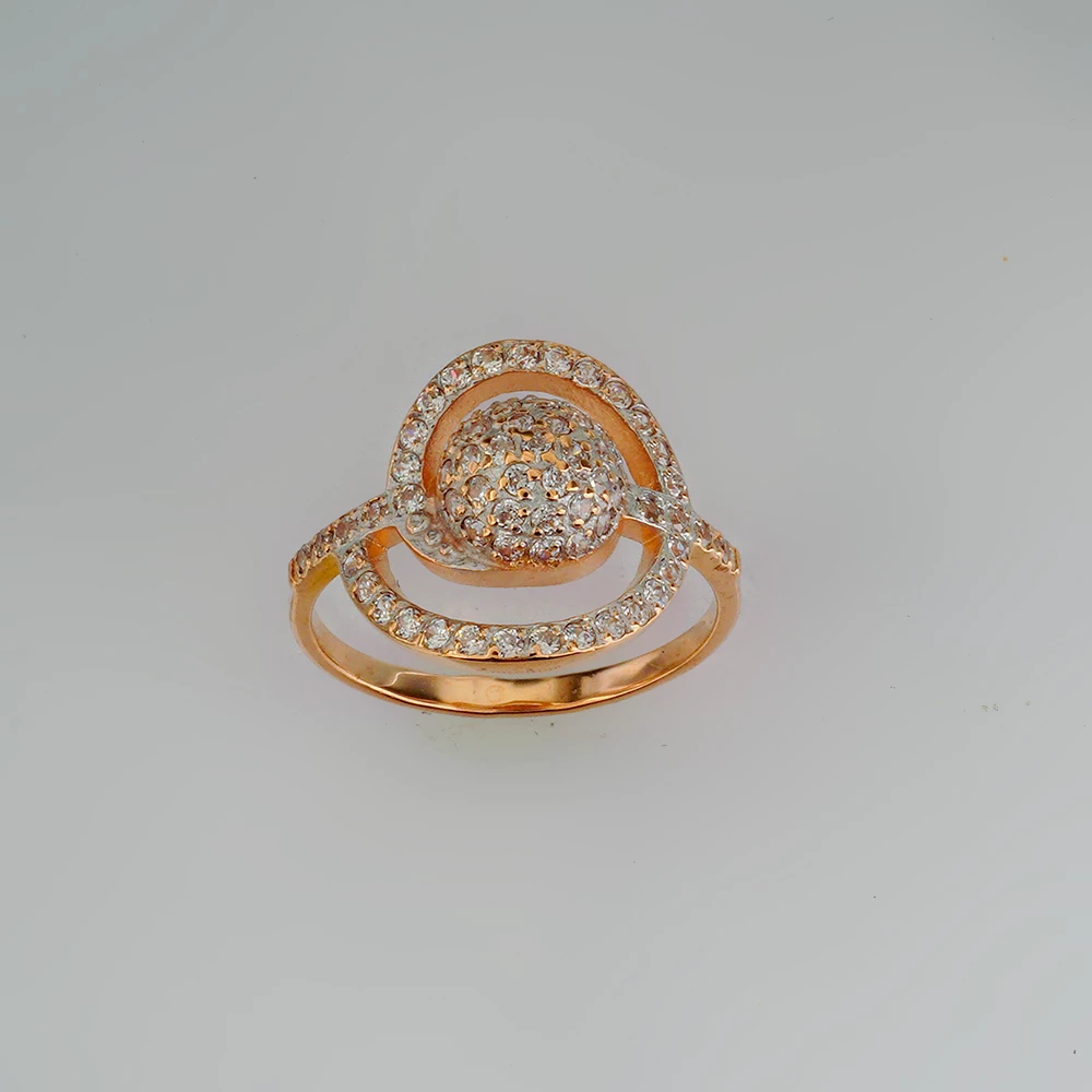 Кольцо с фианитом из красного золота 585 пробы