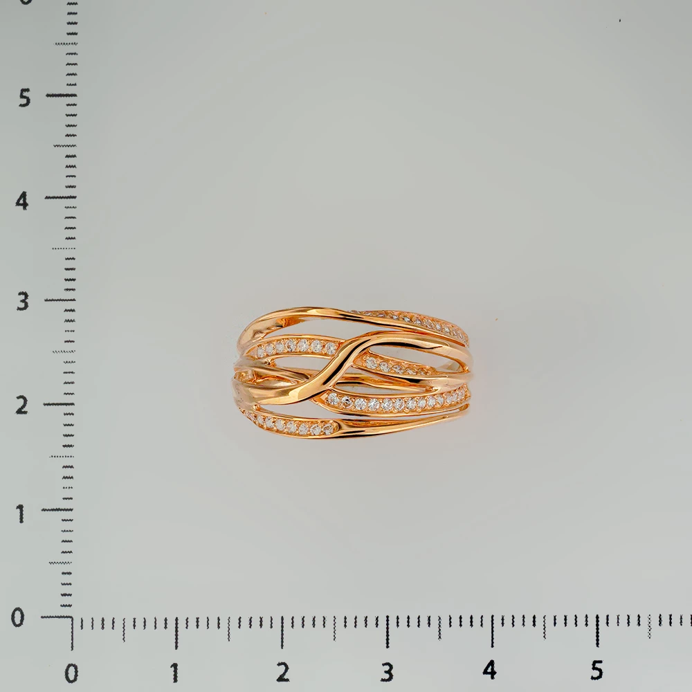 Кольцо с фианитом из красного золота 585 пробы