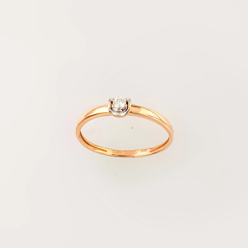 Кольцо с бриллиантом из красного золота 585 пробы