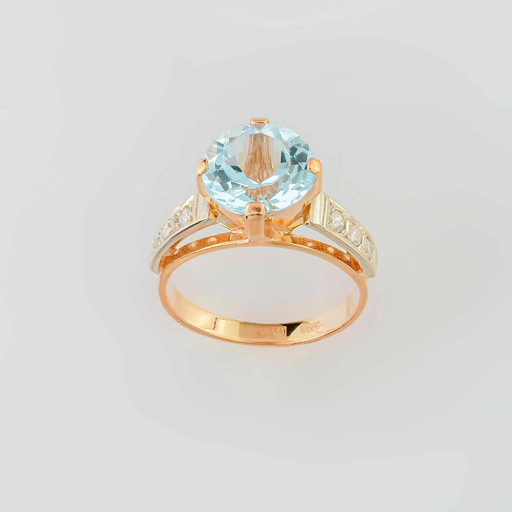 Кольцо с топазом из красного золота 585 пробы