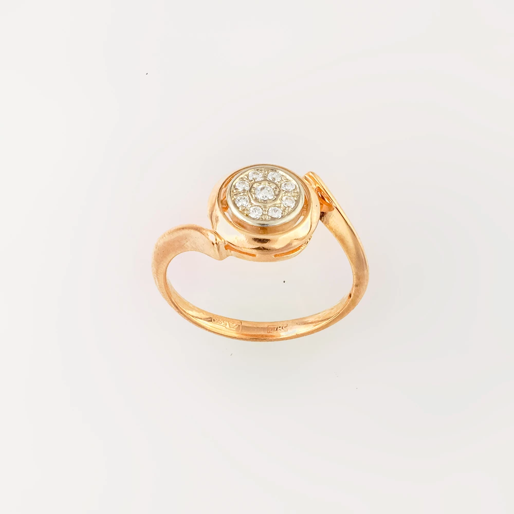 Кольцо с фианитом из красного золота 585 пробы