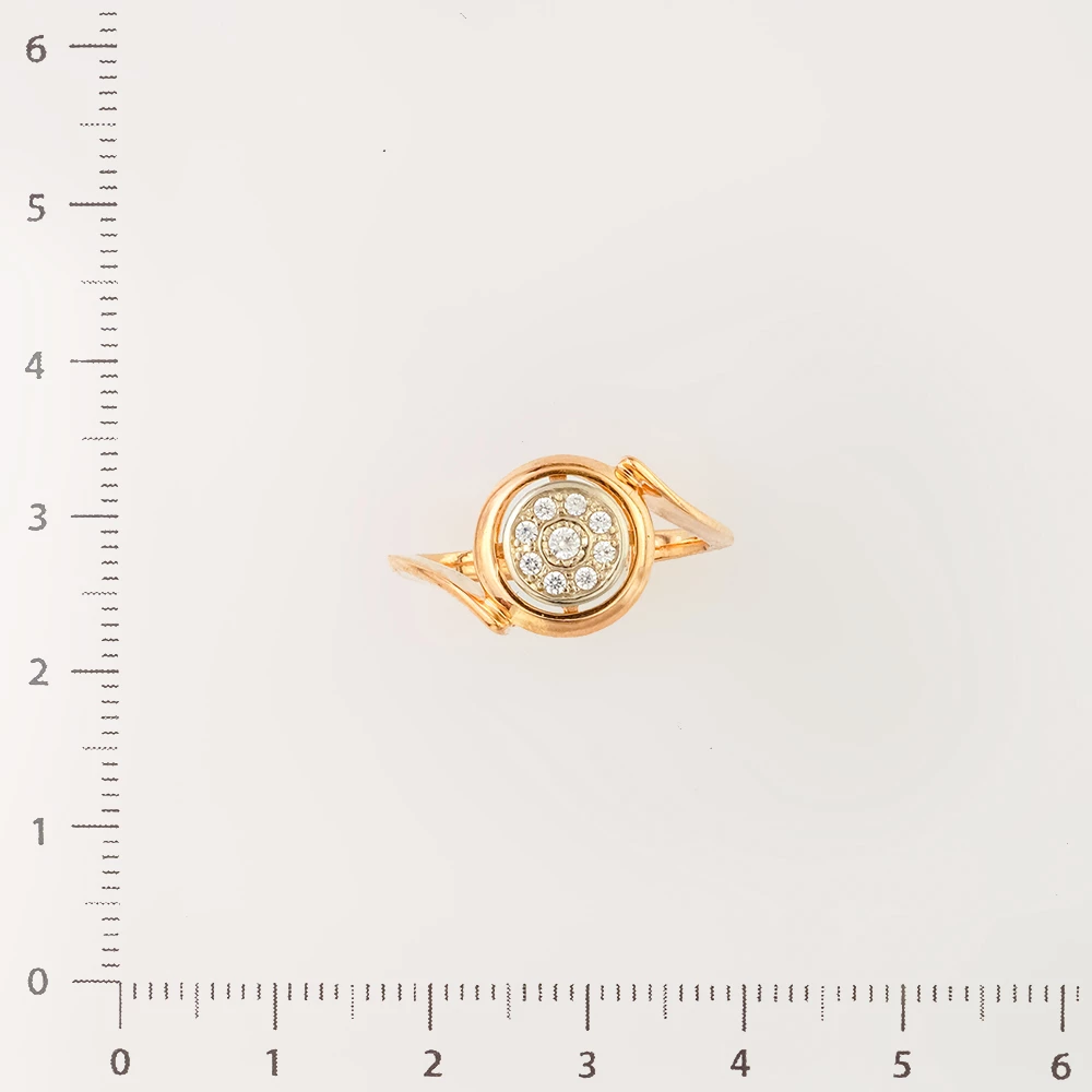 Кольцо с фианитом из красного золота 585 пробы