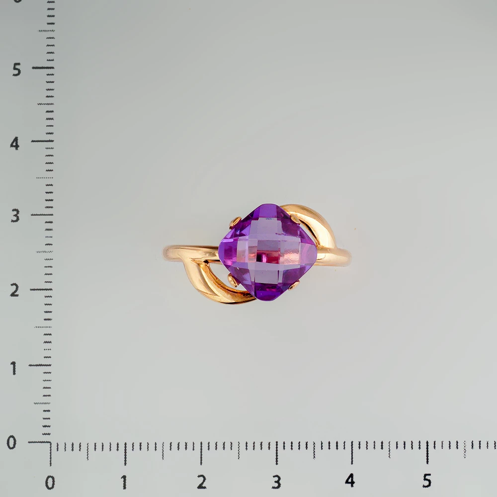 Кольцо с аметистом из красного золота 585 пробы
