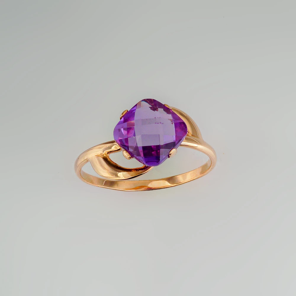 Кольцо с аметистом из красного золота 585 пробы