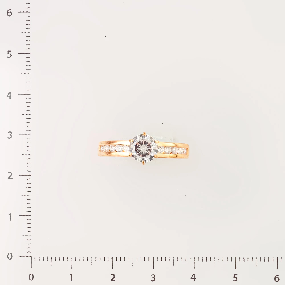 Кольцо с фианитом из красного золота 585 пробы