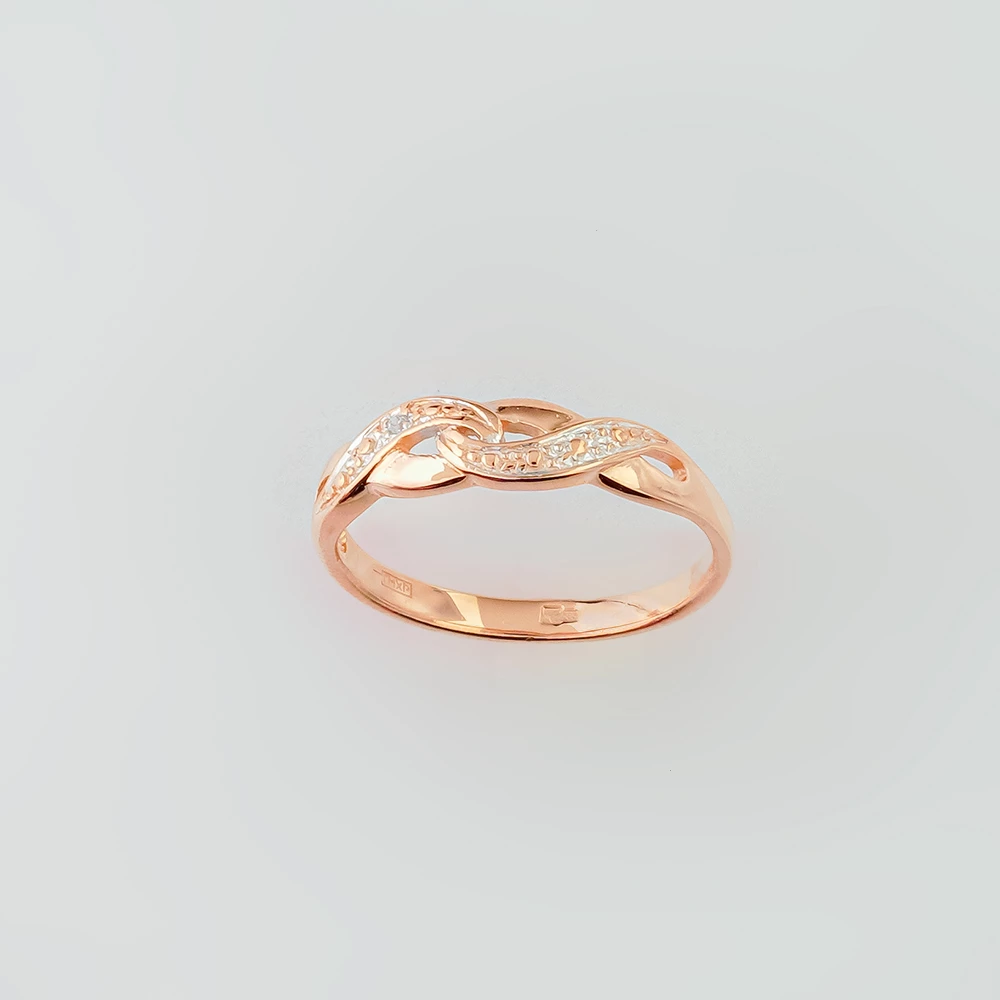 Кольцо с фианитом из красного золота 585 пробы