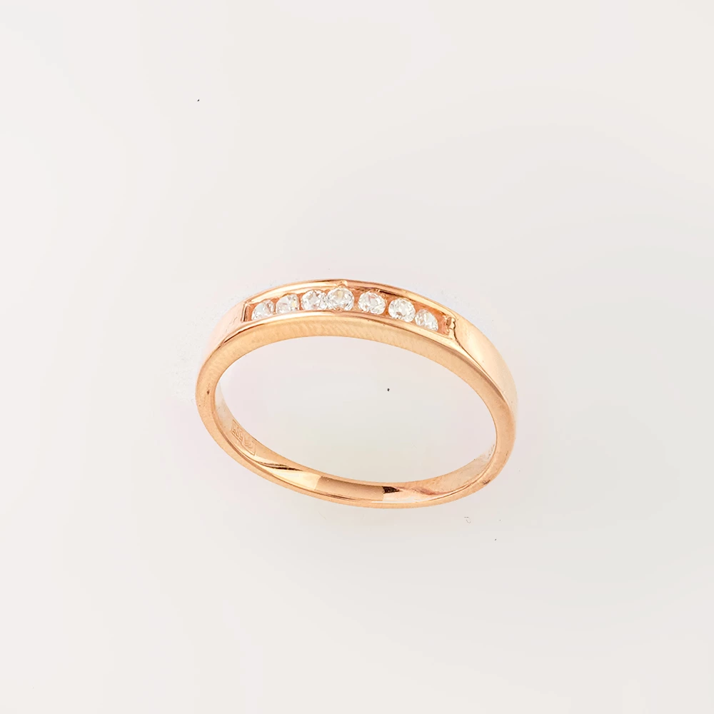 Кольцо с фианитом из красного золота 585 пробы