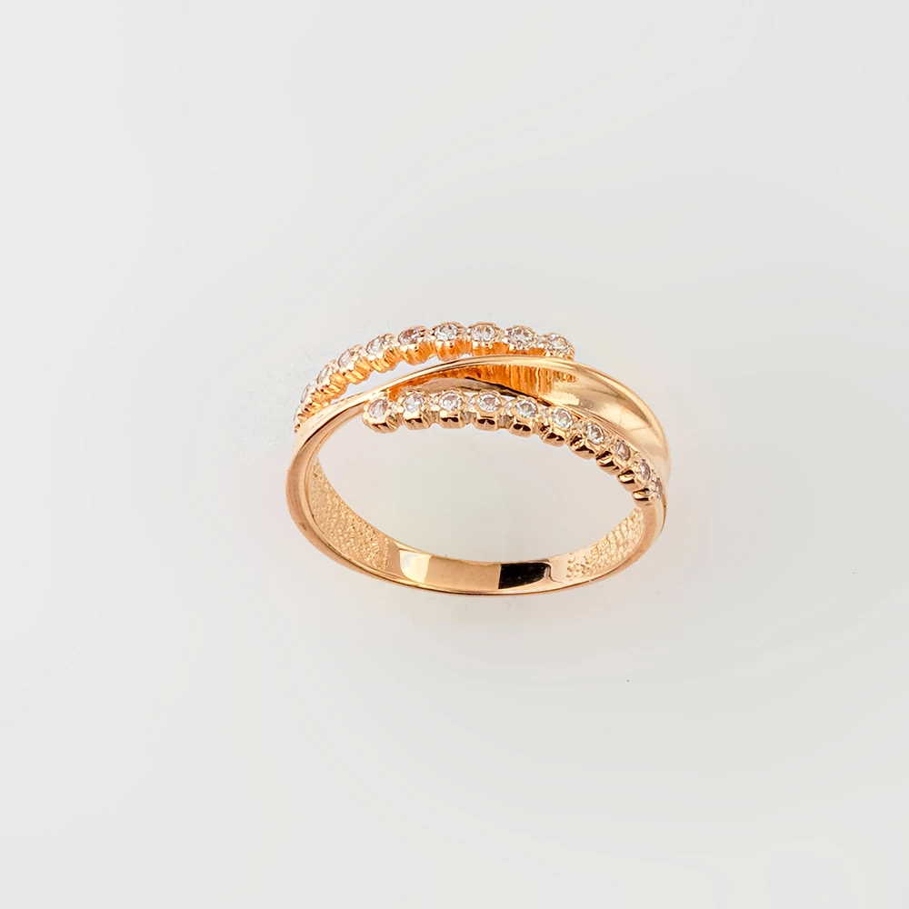 Кольцо с фианитом из красного золота 585 пробы