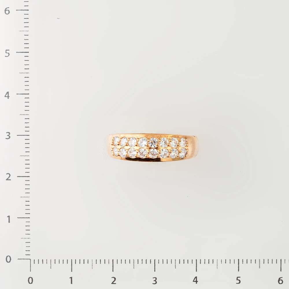 Кольцо с фианитом из красного золота 585 пробы