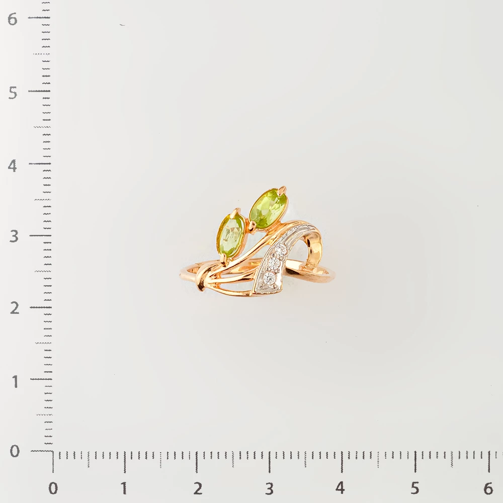 Кольцо с хризолитом из красного золота 585 пробы