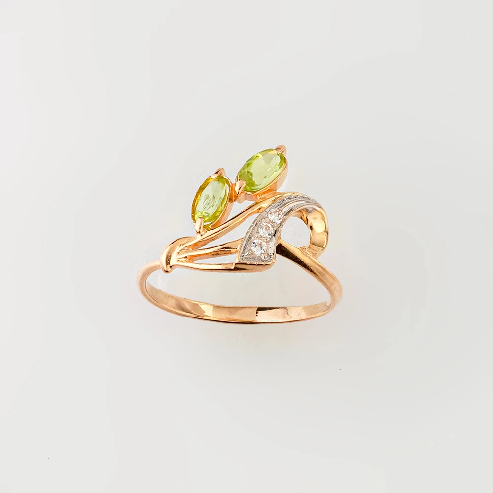 Кольцо с хризолитом из красного золота 585 пробы