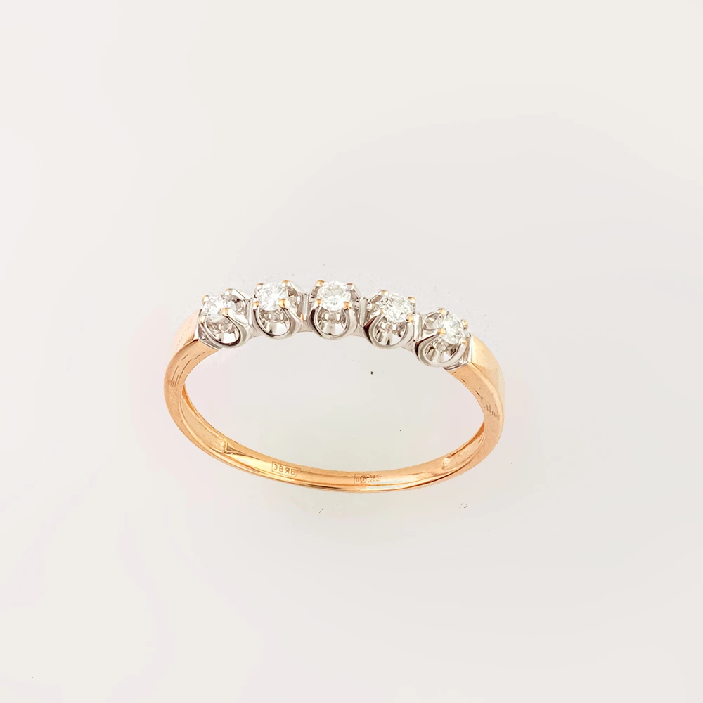 Кольцо с бриллиантом из красного золота 585 пробы