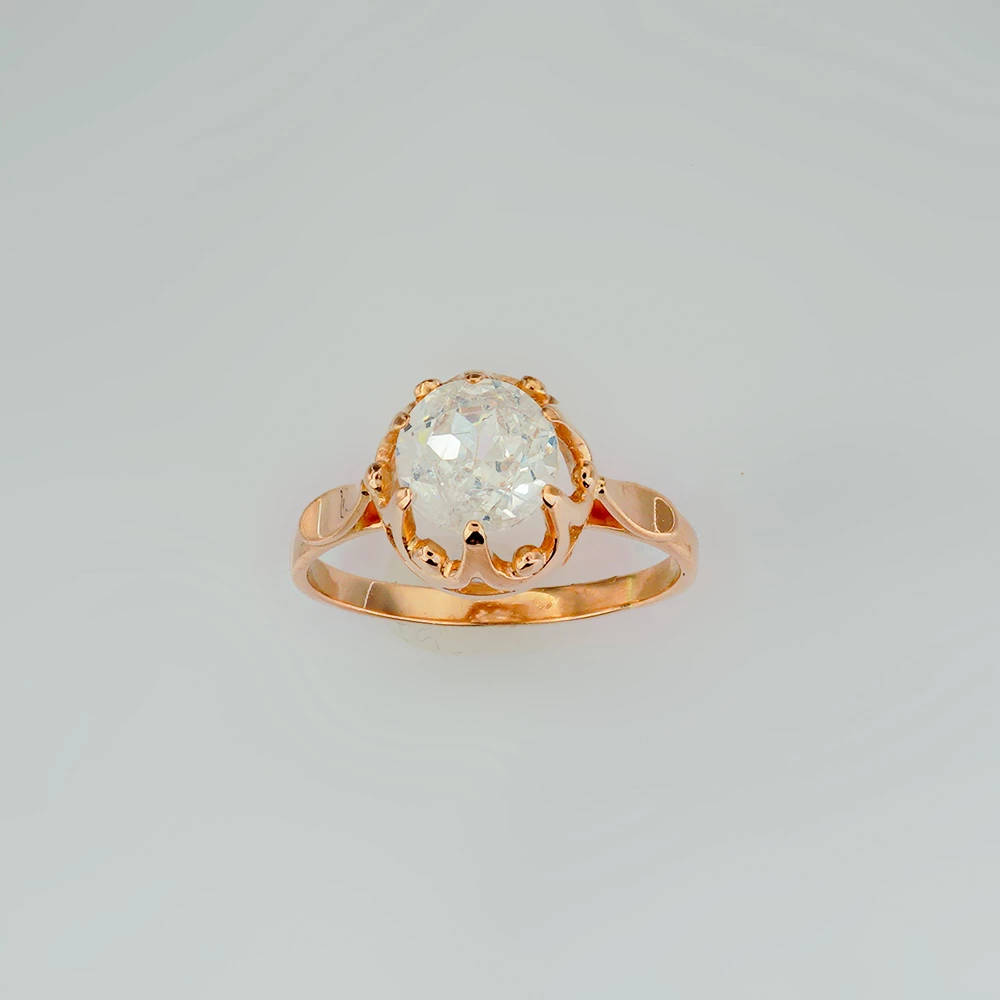 Кольцо с фианитом из красного золота 583 пробы