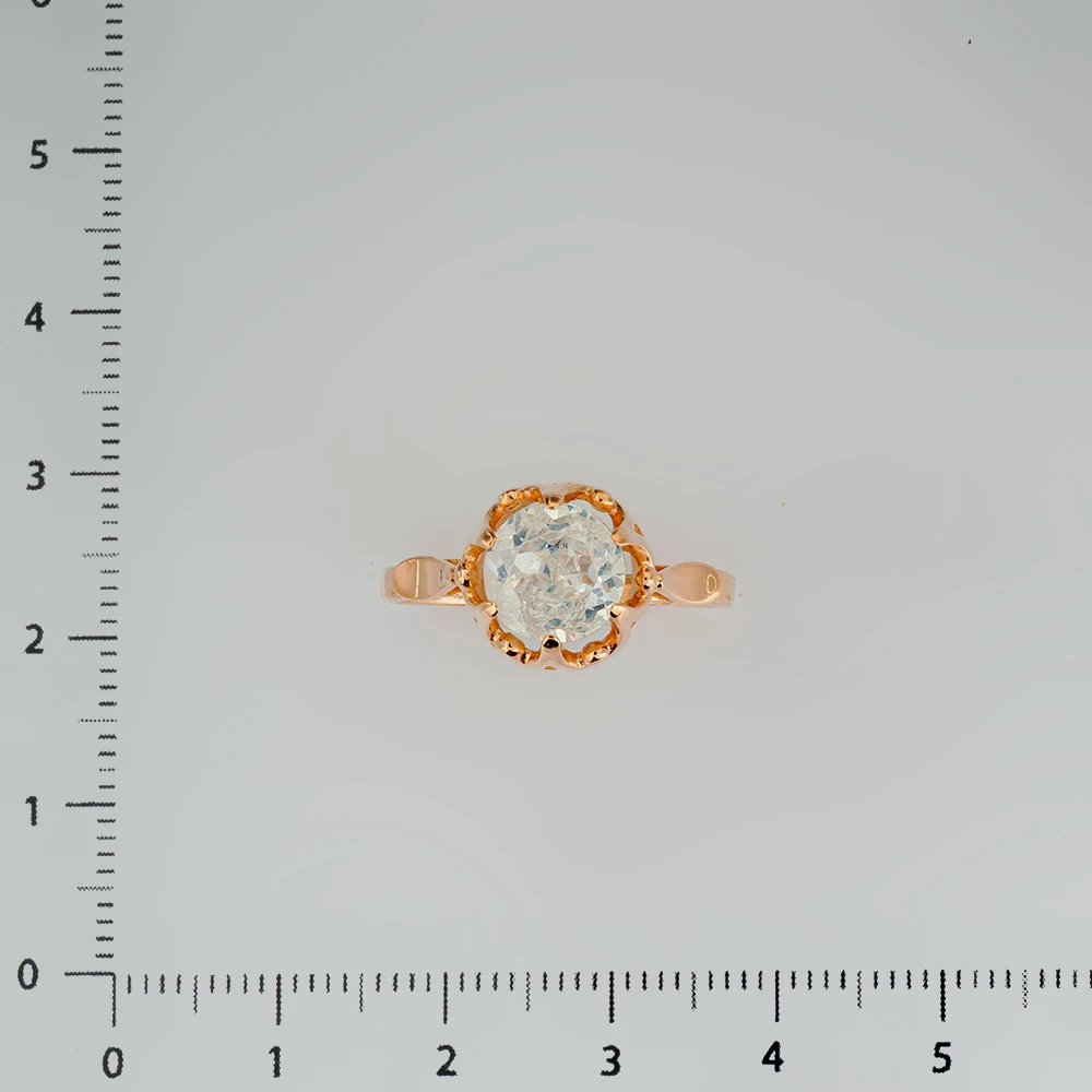 Кольцо с фианитом из красного золота 583 пробы