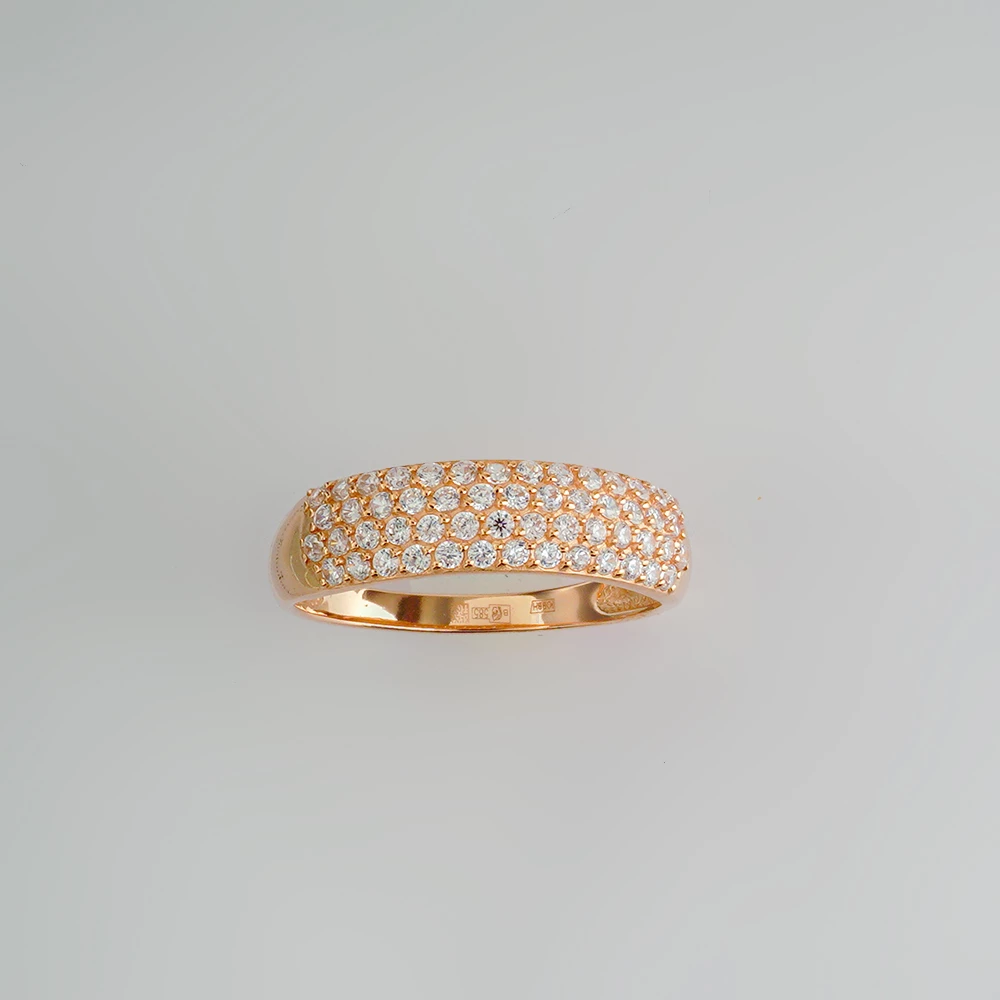 Кольцо с фианитом из красного золота 585 пробы