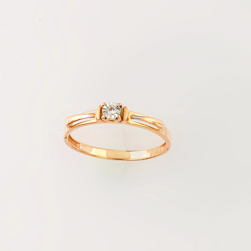 Кольцо с бриллиантом из красного золота 585 пробы