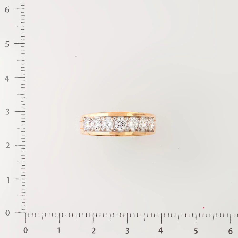 Кольцо с фианитом из красного золота 585 пробы