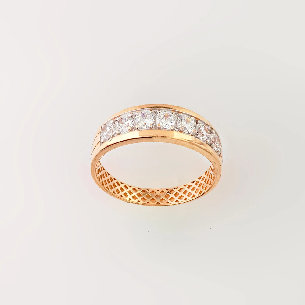 Кольцо с фианитом из красного золота 585 пробы