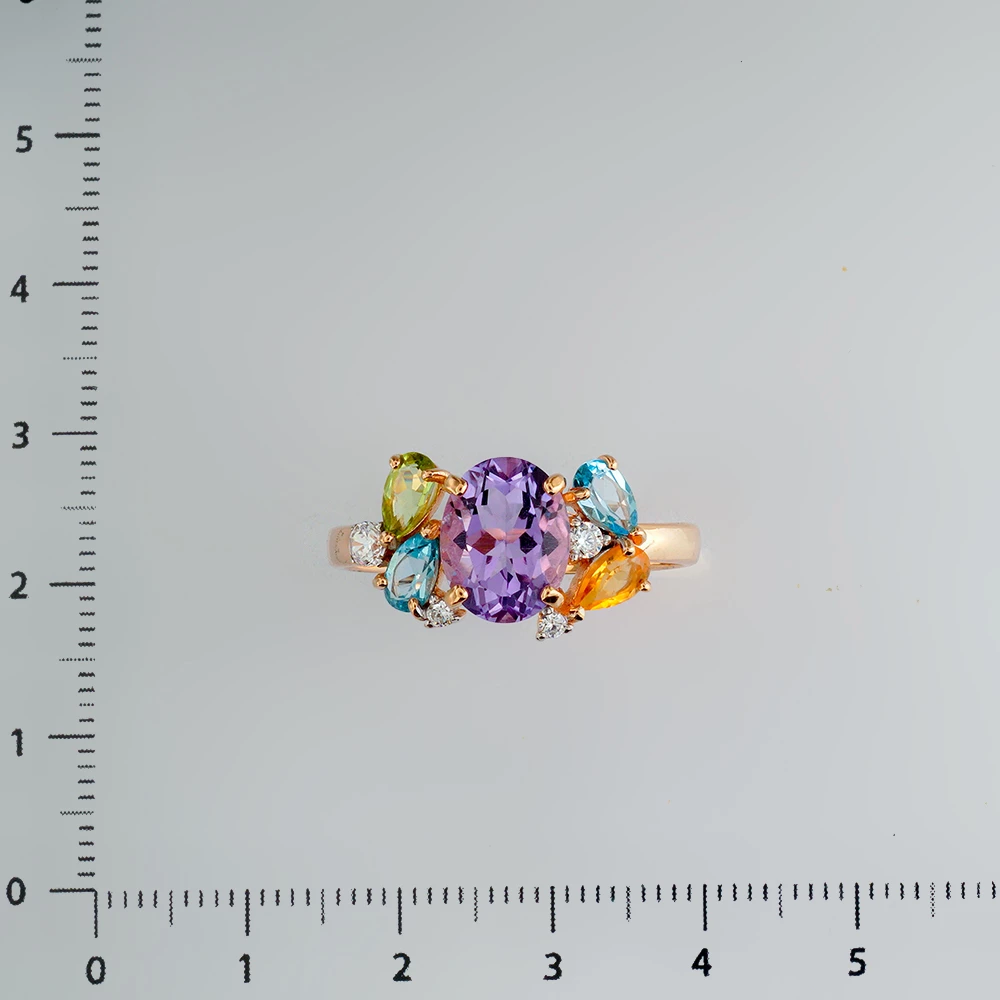 Кольцо с аметистом из красного золота 585 пробы