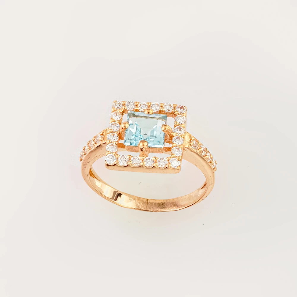 Кольцо с топазом из красного золота 585 пробы