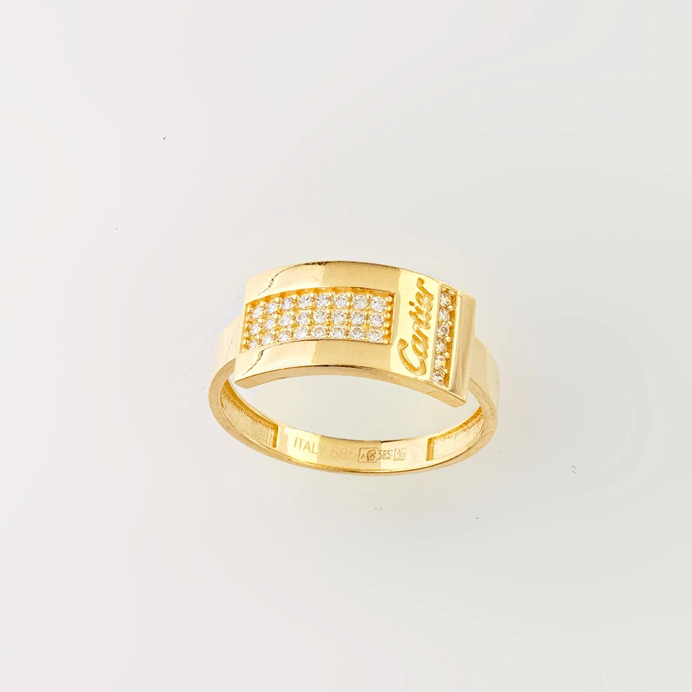 Кольцо с фианитом из желтого золота 585 пробы