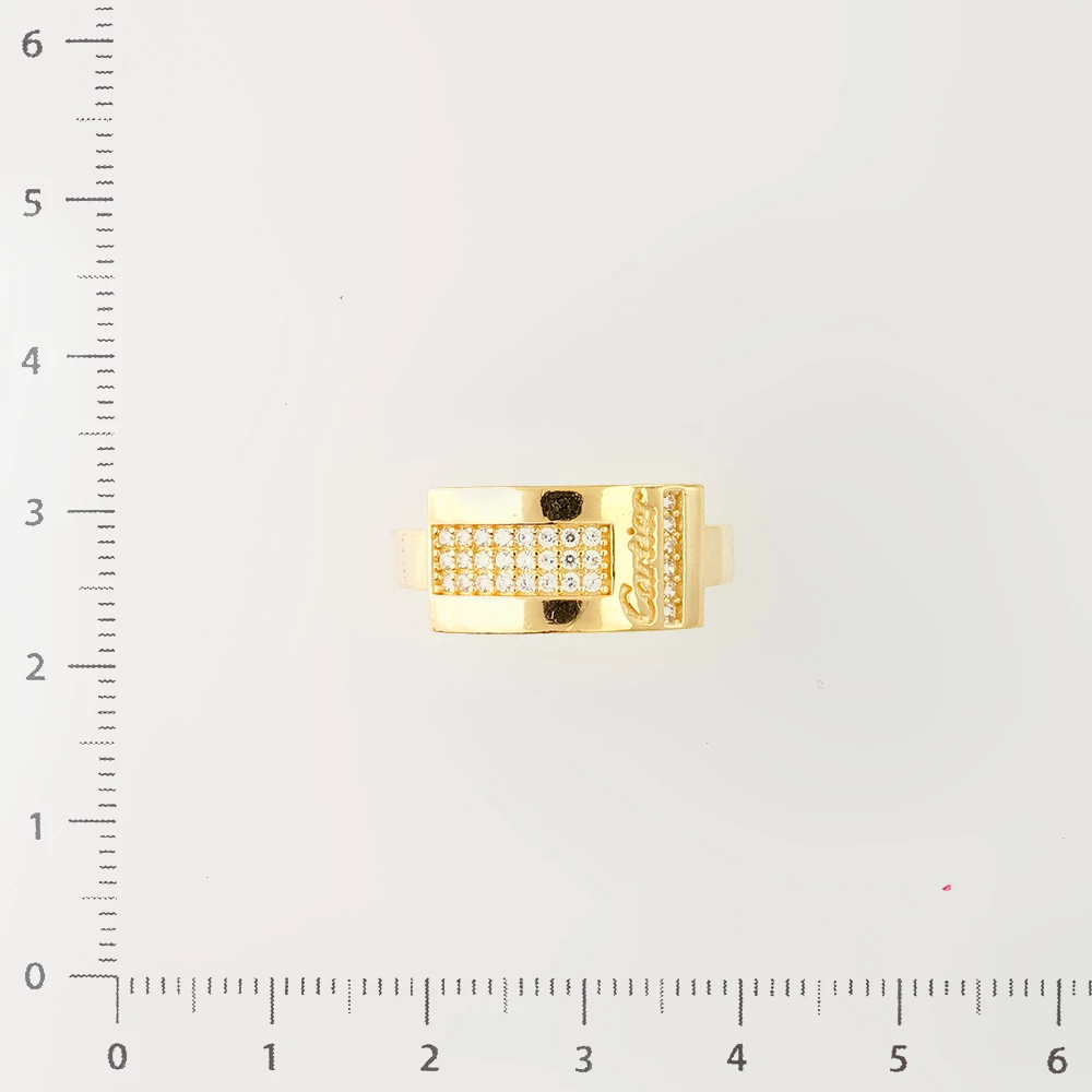 Кольцо с фианитом из желтого золота 585 пробы