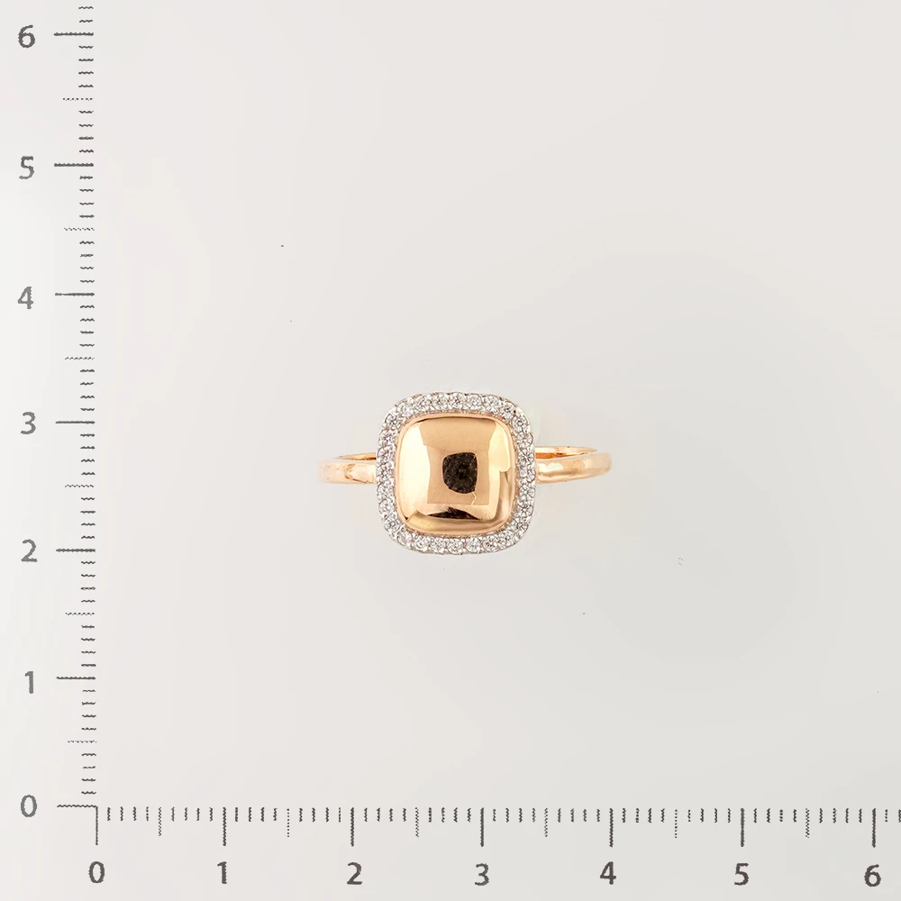 Кольцо с фианитом из красного золота 585 пробы