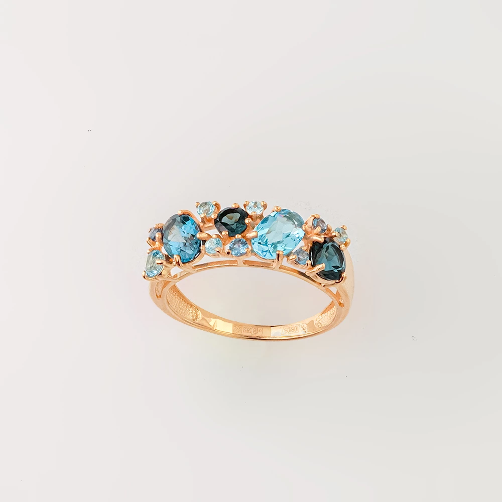 Кольцо с топазом лондон из красного золота 585 пробы