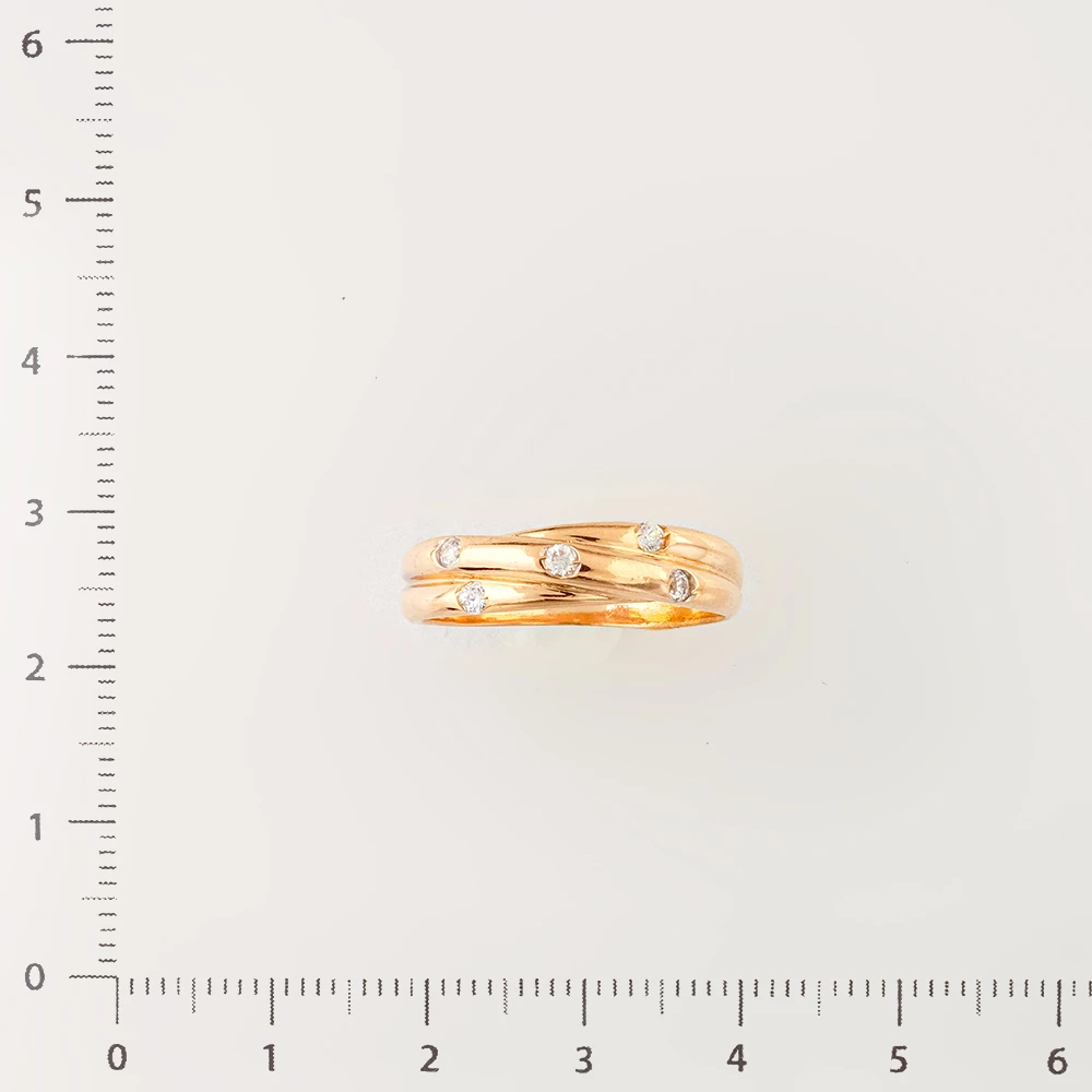 Кольцо с фианитом из красного золота 585 пробы