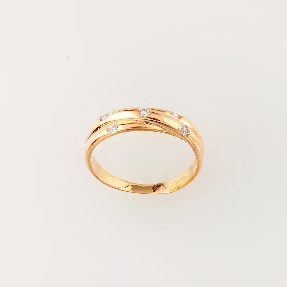 Кольцо с фианитом из красного золота 585 пробы