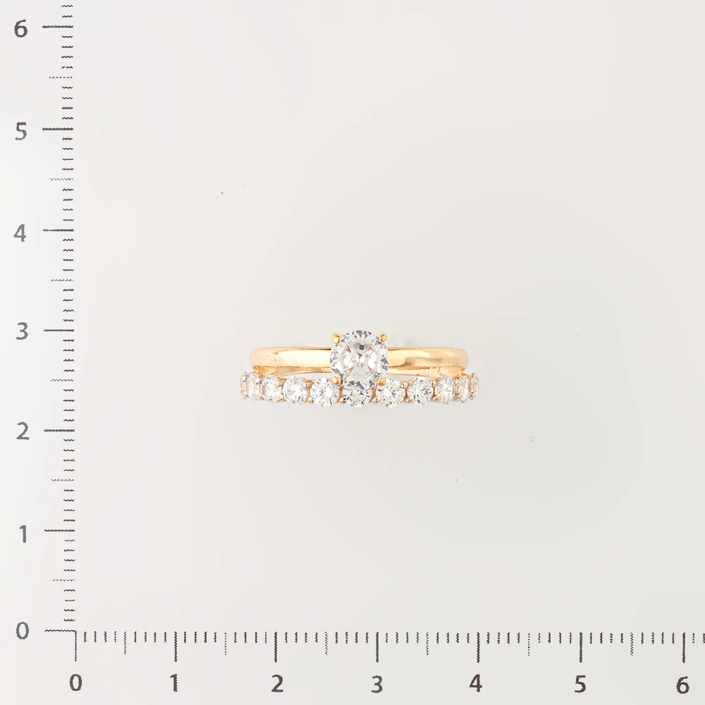 Кольцо с фианитом из красного золота 585 пробы