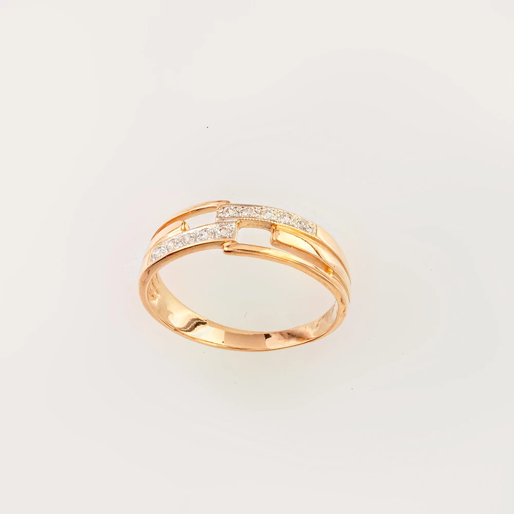 Кольцо с фианитом из красного золота 585 пробы