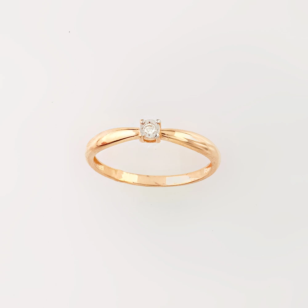 Кольцо с бриллиантом из красного золота 585 пробы