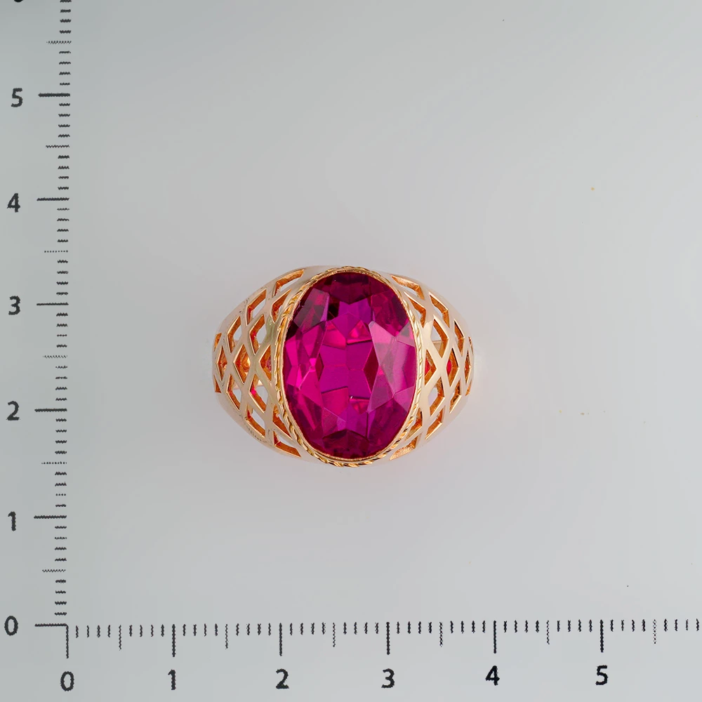 Кольцо с фианитом из красного золота 583 пробы