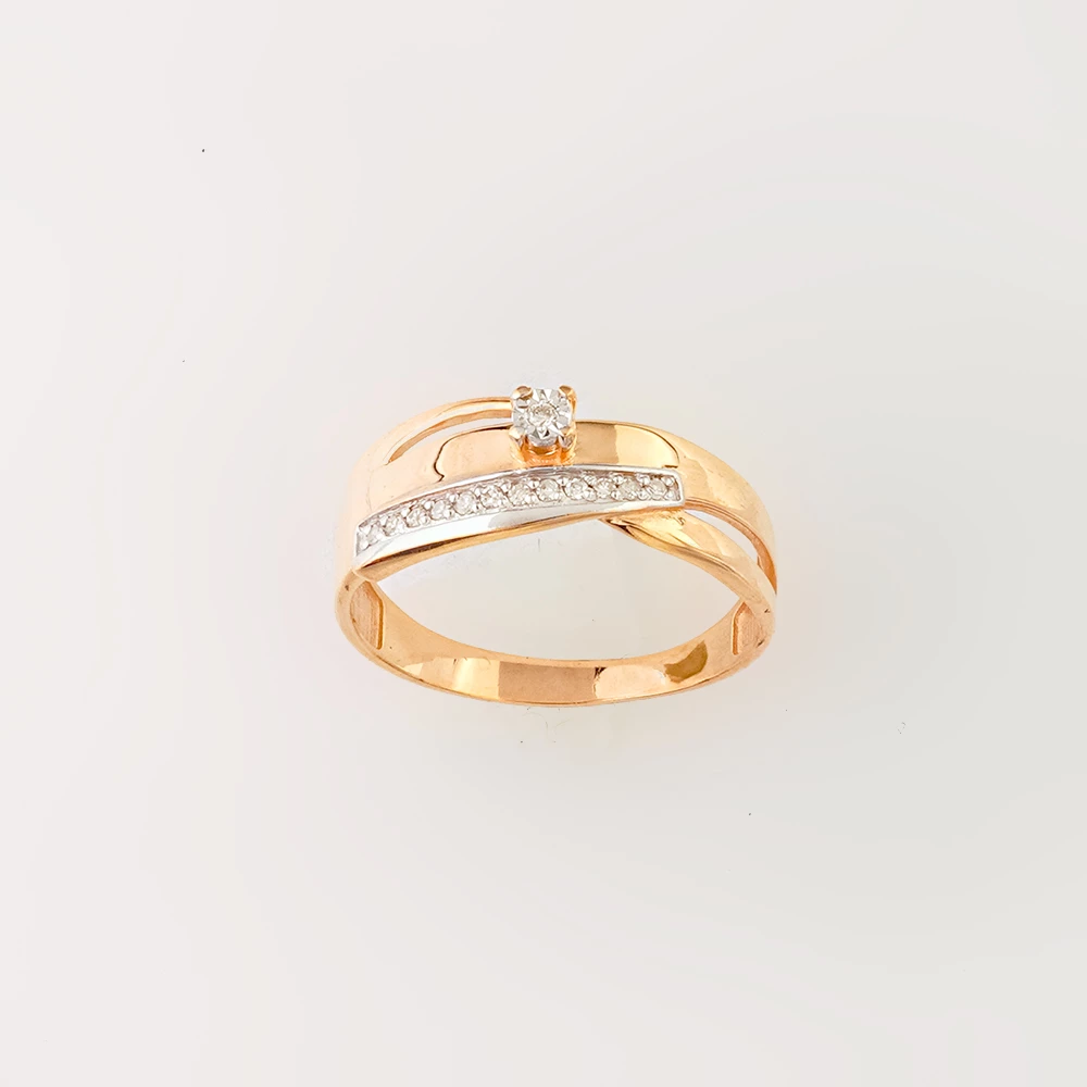 Кольцо с бриллиантом из красного золота 585 пробы