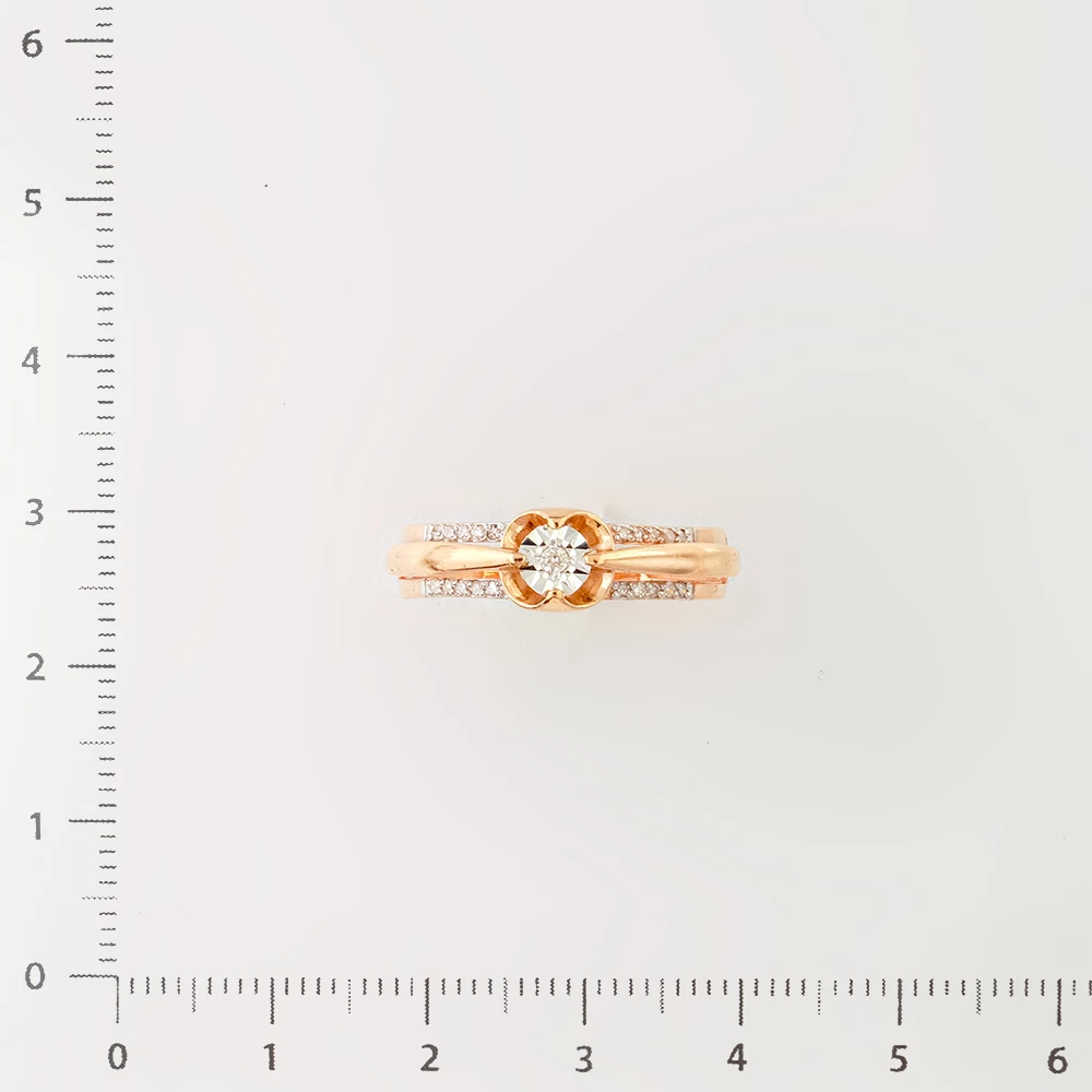 Кольцо с бриллиантом из красного золота 585 пробы