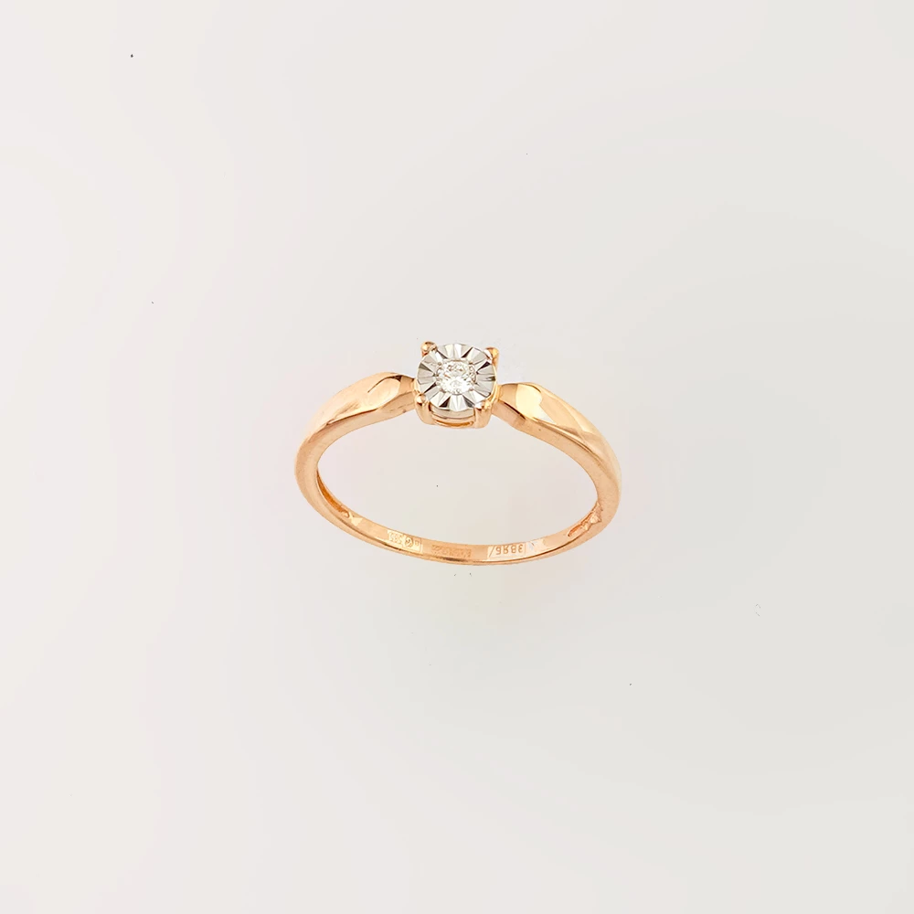 Кольцо с бриллиантом из красного золота 585 пробы