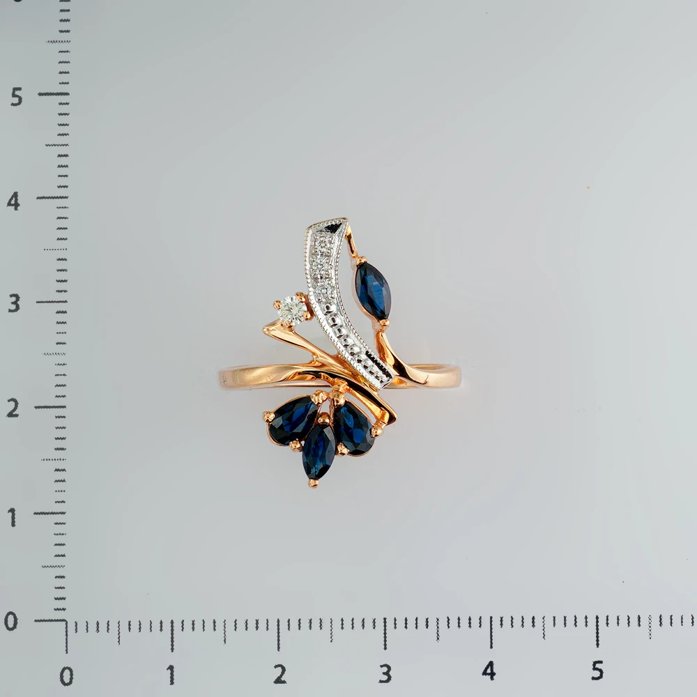 Кольцо с сапфиром из красного золота 585 пробы