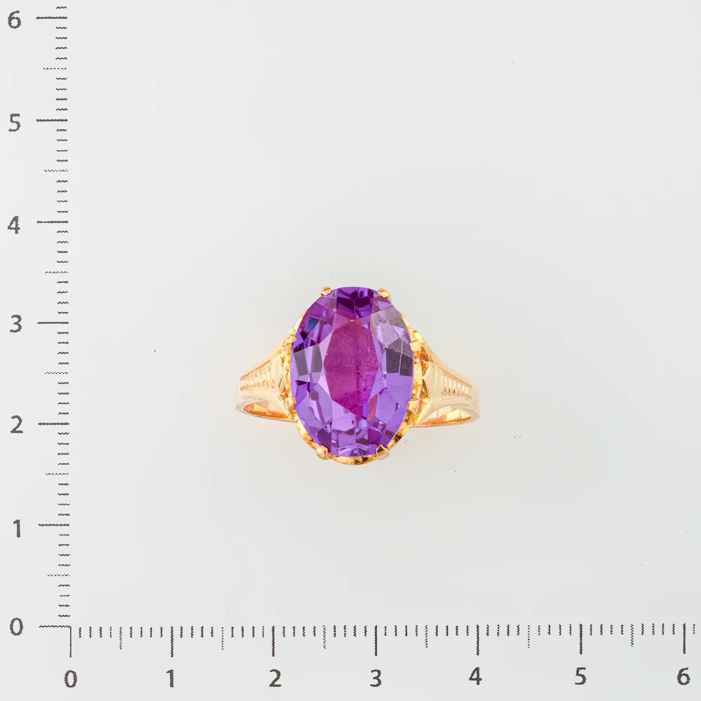 Кольцо с фианитом из красного золота 583 пробы