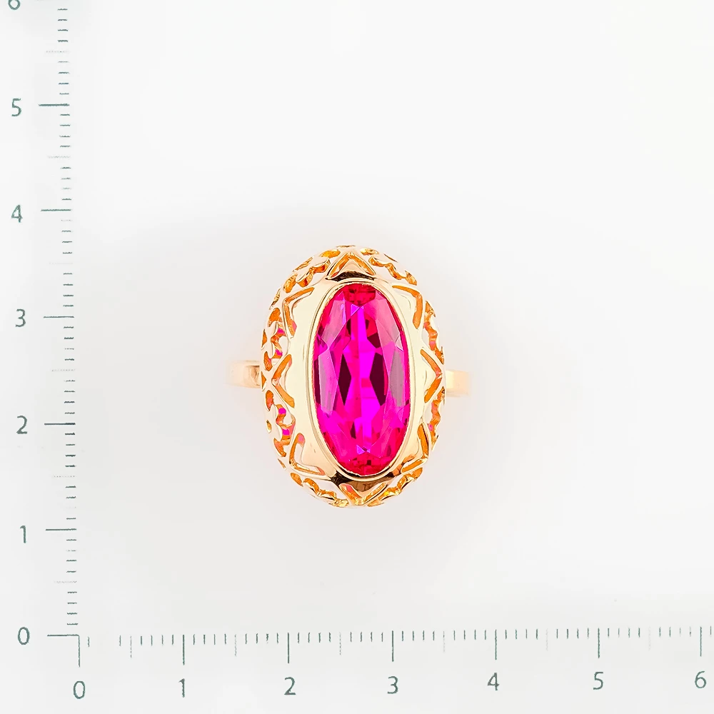 Кольцо с фианитом из красного золота 583 пробы