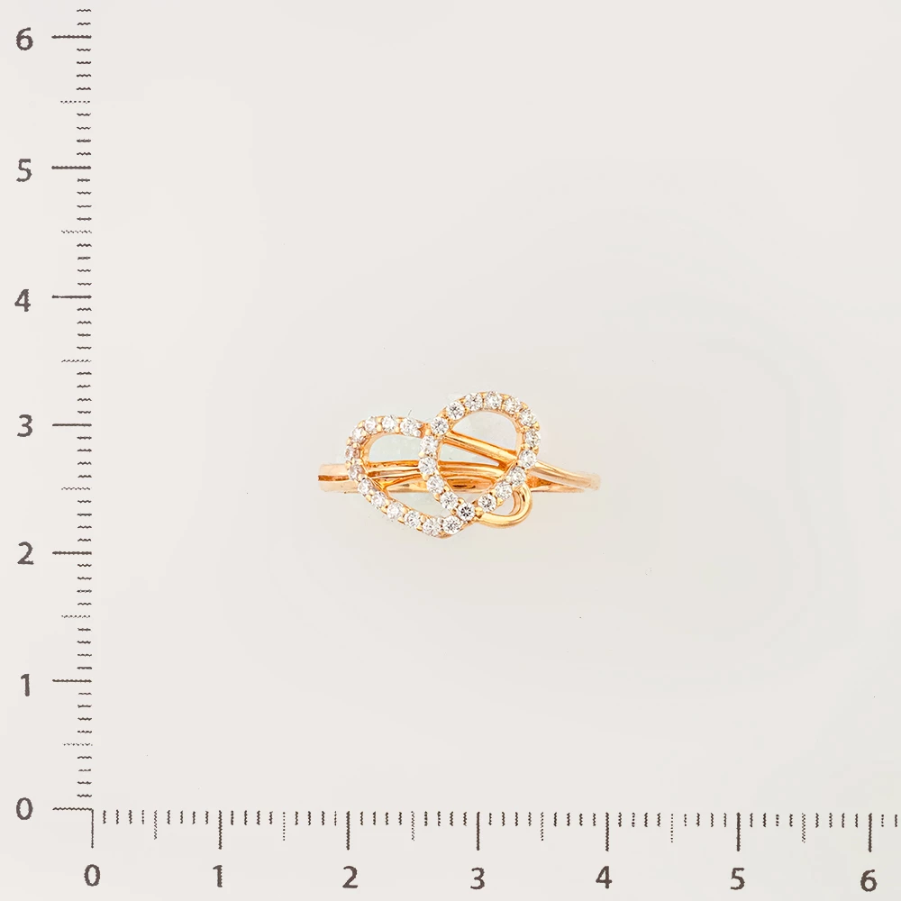 Кольцо с фианитом из красного золота 585 пробы