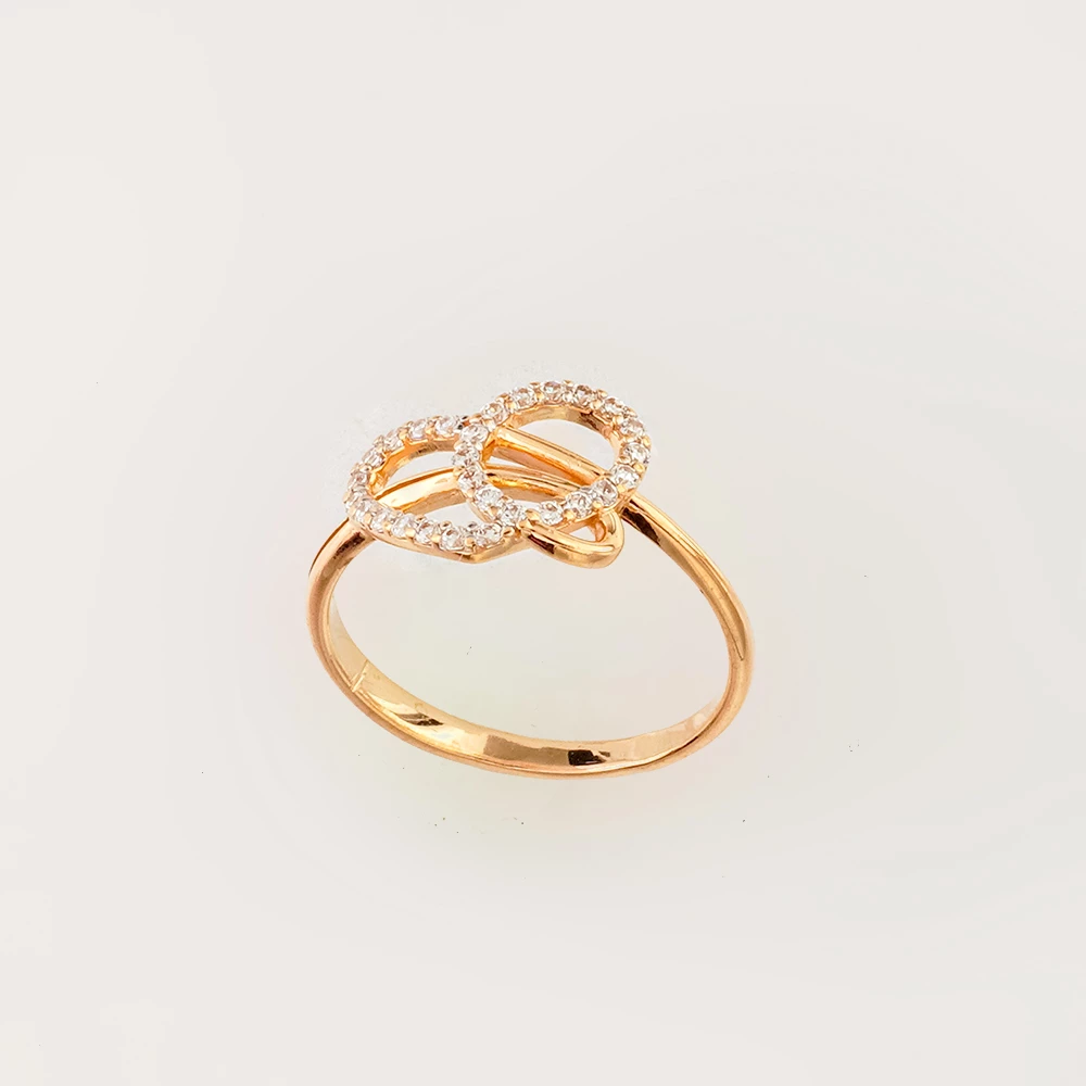 Кольцо с фианитом из красного золота 585 пробы