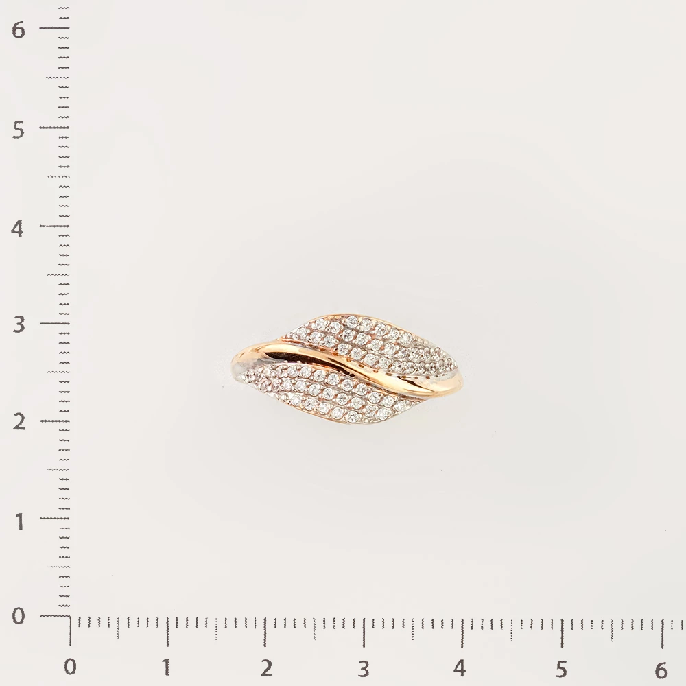 Кольцо с фианитом из красного золота 585 пробы