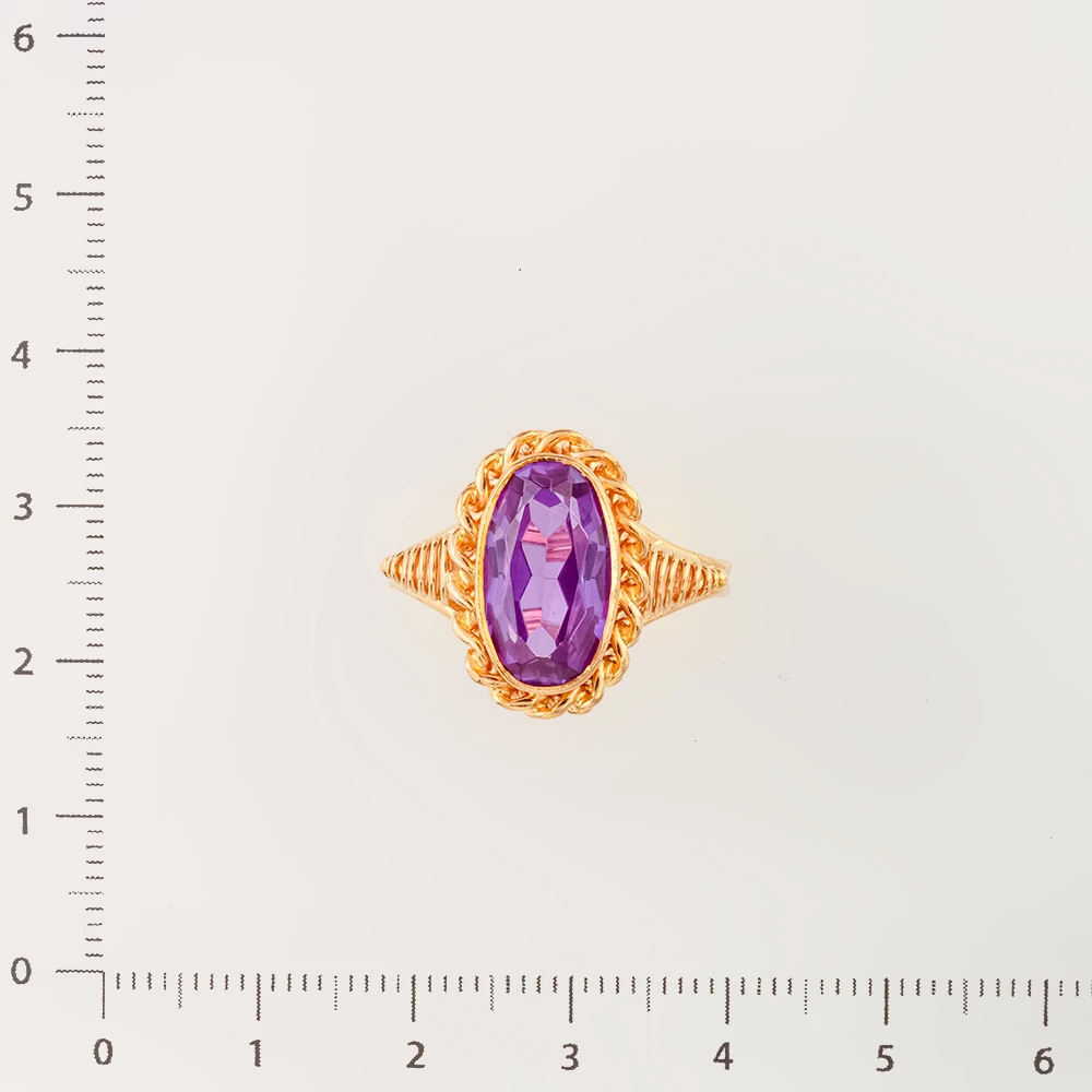 Кольцо с фианитом из красного золота 583 пробы