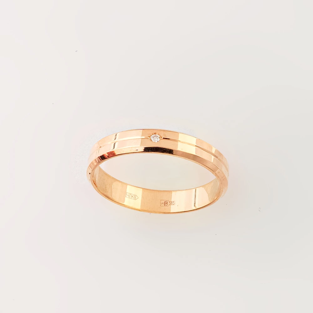 Кольцо с бриллиантом из красного золота 585 пробы