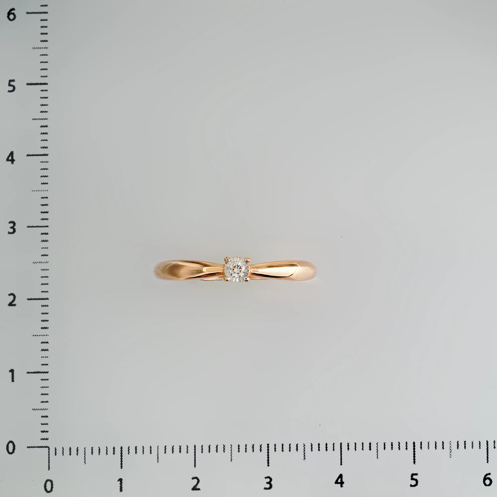 Кольцо с бриллиантом из красного золота 585 пробы