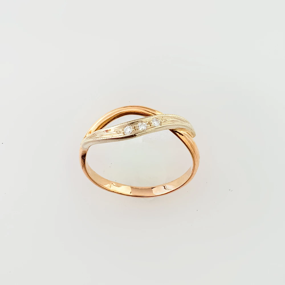 Кольцо с фианитом из красного золота 585 пробы