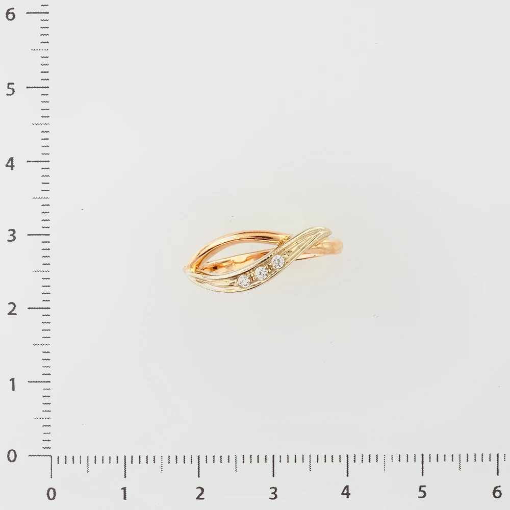 Кольцо с фианитом из красного золота 585 пробы