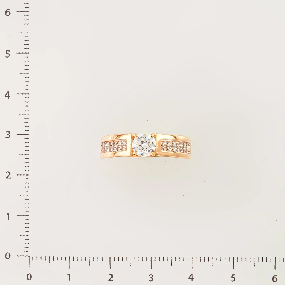 Кольцо с фианитом из красного золота 585 пробы